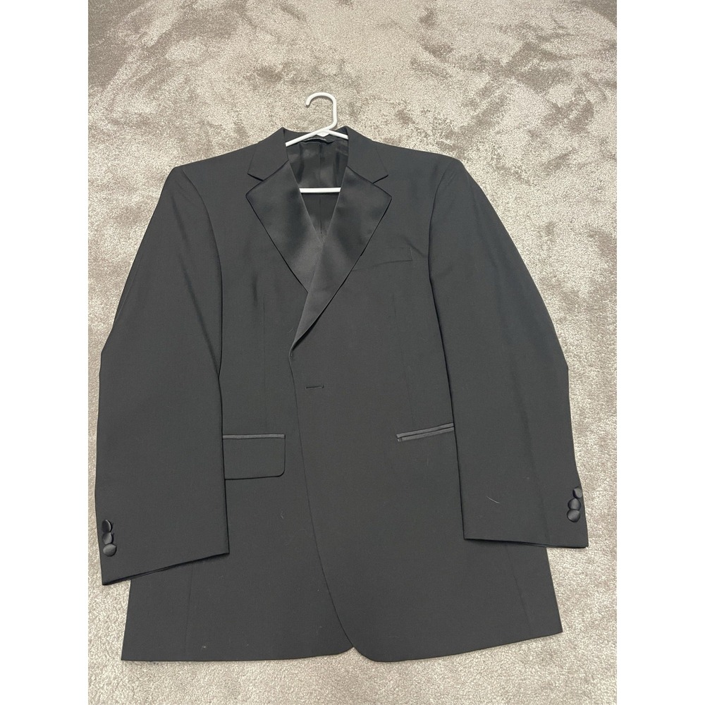 Jos A Bank Mens Black Tuxedo Jacket 1 Button Satin Lapel Formal Blazer 42R